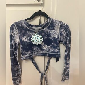 NEW Mono B Blue Tie-Dye Crop Long Sleeve Top